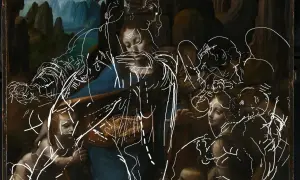 Esquisse blanche sur la Vierge, l'Enfant Jésus et saint Jean-Baptiste, une œuvre de Léonard de Vinci.
