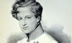Portrait en buste d'un jeune homme aux cheveux bouclés, portant un uniforme orné d'une étoile. Il s'agit d'un fils de Napoléon Bonaparte.