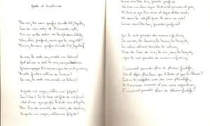 Manuscrit de Baudelaire, poème "Moesta et Errabunda". Le poète interroge son cœur, évoquant des paradis perdus et des souvenirs d'enfance.