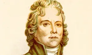 Portrait en buste de Charles-Maurice de Talleyrand-Périgord, avec sa coiffure bouclée caractéristique et un regard intense.