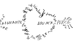 Poème calligramme de Guillaume Apollinaire, "La Loreley", formant un cercle de mots.