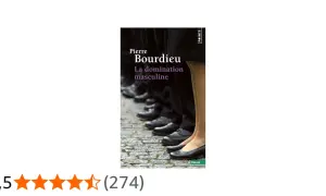 Couverture du livre "La domination masculine" de Pierre Bourdieu, montrant une rangée de jambes d'hommes en costume et une jambe de femme en jupe.