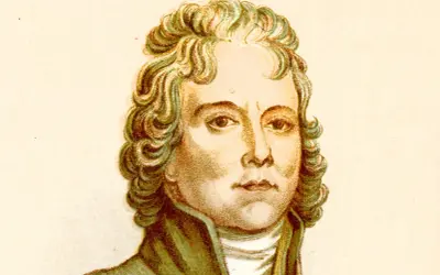 Portrait en buste de Charles-Maurice de Talleyrand-Périgord, avec sa coiffure bouclée caractéristique et un regard intense.