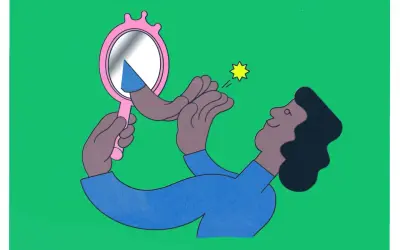 Une personne se regarde dans un miroir, découvrant une partie d'elle-même. C'est le début du "connais toi toi même".
