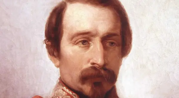 Portrait en buste de Louis Bonaparte, empereur des Français, avec sa moustache distinctive et une tenue militaire ornée.