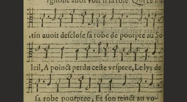 Mignonne, allons voir si la rose analyse le texte ancien et sa musique. La partition dépeint une scène poétique.