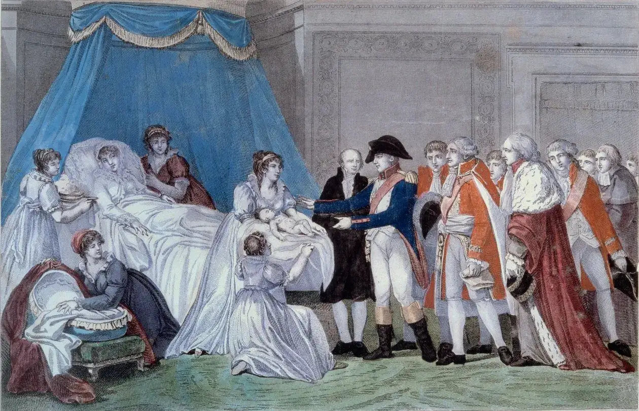 Sc&egrave;ne de naissance, Napol&eacute;on pr&eacute;sente le roi de Rome Bonaparte &agrave; la cour.
