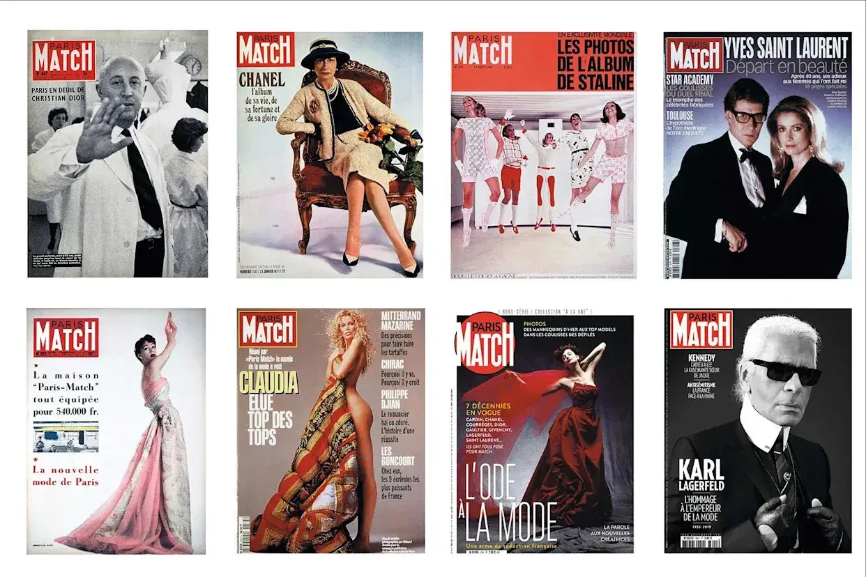 Le poids des mots, le choc des photos : Paris Match c&eacute;l&egrave;bre la mode, la beaut&eacute; et les ic&ocirc;nes, de Dior &agrave; Lagerfeld.