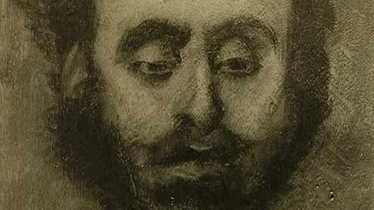 Portrait d'un homme barbu, le regard pensif, &eacute;voquant le myst&egrave;re du crapaud po&egrave;me.
